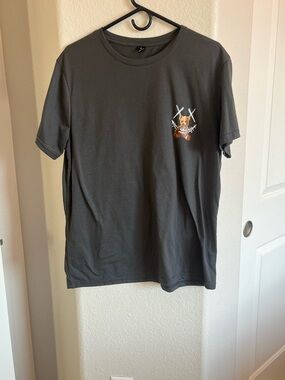 SHEIN Dark Gray Teddy Bear Graphic Short Sleeve Tee